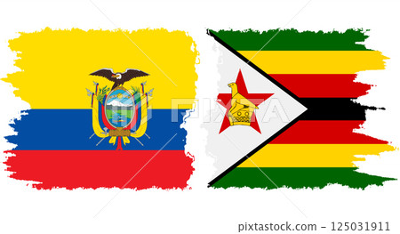 Zimbabwe and Ecuador grunge flags connection vector Zimbabwe and Ecuador grunge flags connection vector 125031911