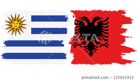 Albania and Uruguay grunge flags connection vector Albania and Uruguay grunge flags connection vector 125031912