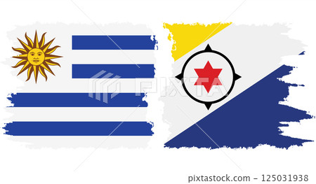 Bonaire and Uruguay grunge flags connection vector 125031938