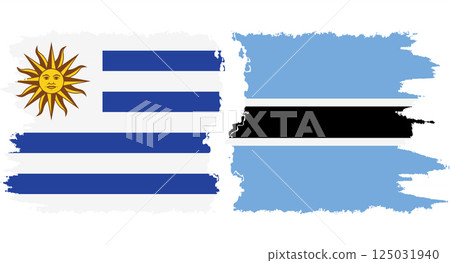 Botswana and Uruguay grunge flags connection vector 125031940