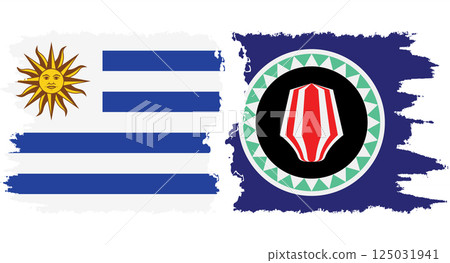 Bougainville and Uruguay grunge flags connection vector 125031941
