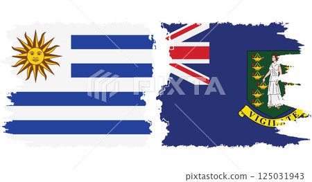 British Virgin Islands and Uruguay grunge flags connection vector 125031943