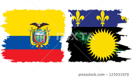 Guadeloupe and Ecuador grunge flags connection vector 125031978