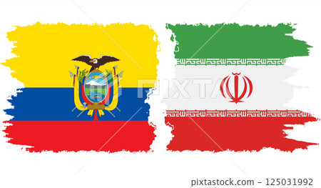 Iran and Ecuador grunge flags connection vector 125031992