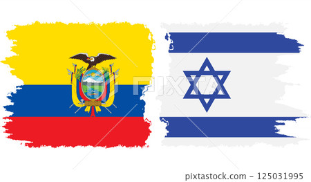 Israel and Ecuador grunge flags connection vector 125031995