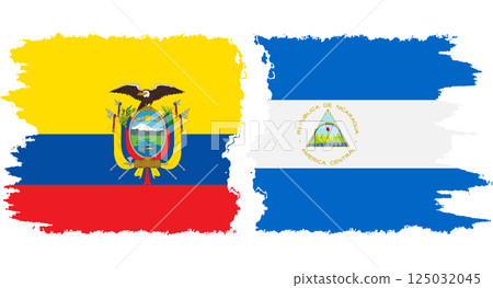 Nicaragua and Ecuador grunge flags connection vector 125032045