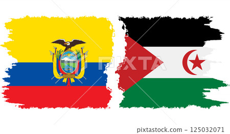 Western Sahara and Ecuador grunge flags connection vector 125032071