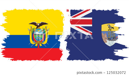 Saint Helena and Ecuador grunge flags connection vector 125032072