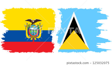 Saint Lucia and Ecuador grunge flags connection vector Saint Lucia and Ecuador grunge flags connection vector 125032075