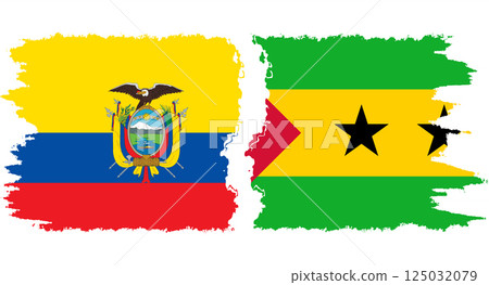 Sao Tome and Principe and Ecuador grunge flags connection vector 125032079