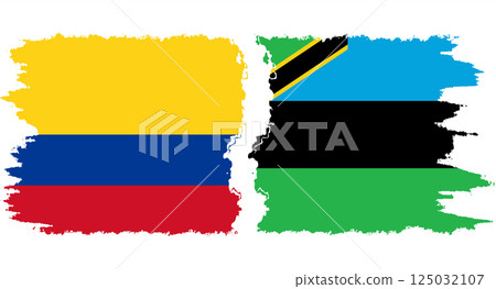 Zanzibar and Colombia grunge flags connection vector 125032107