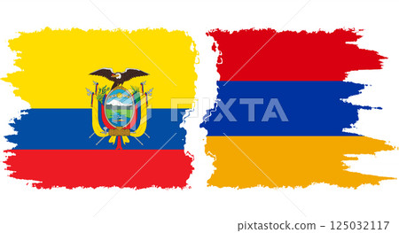 Armenia and Ecuador grunge flags connection vector 125032117