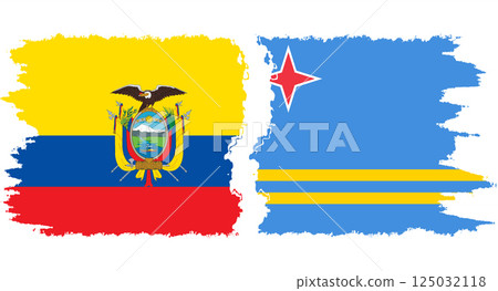 Aruba and Ecuador grunge flags connection vector 125032118