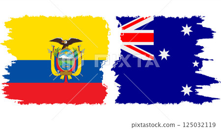 Australia and Ecuador grunge flags connection vector 125032119