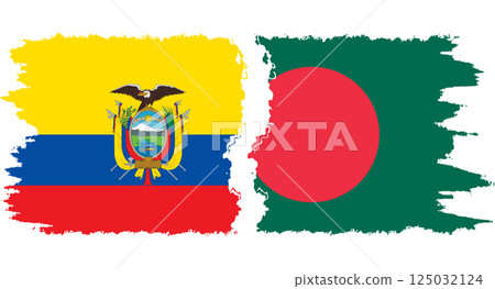 Bangladesh and Ecuador grunge flags connection vector 125032124