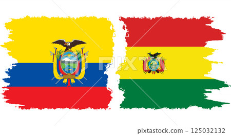 Bolivia and Ecuador grunge flags connection vector 125032132