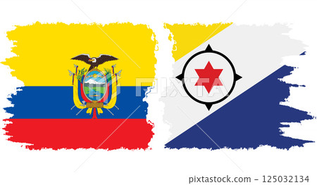 Bonaire and Ecuador grunge flags connection vector 125032134
