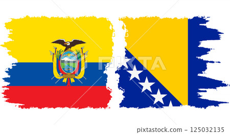Bosnia and Herzegovina and Ecuador grunge flags connection vector 125032135