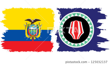 Bougainville and Ecuador grunge flags connection vector 125032137