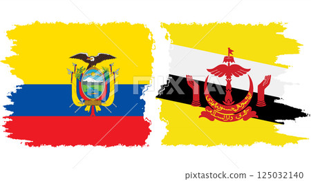 Brunei and Ecuador grunge flags connection vector 125032140