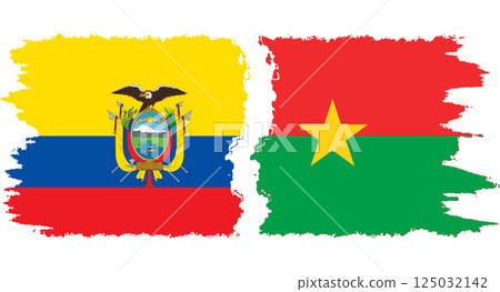 Burkina Faso and Ecuador grunge flags connection vector 125032142