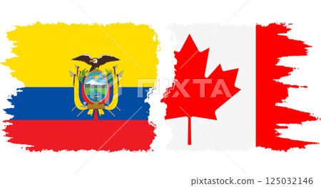 Canada and Ecuador grunge flags connection vector 125032146