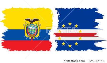 Cape Verde and Ecuador grunge flags connection vector Cape Verde and Ecuador grunge flags connection vector 125032148