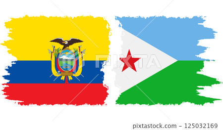 Djibouti and Ecuador grunge flags connection vector Djibouti and Ecuador grunge flags connection vector 125032169
