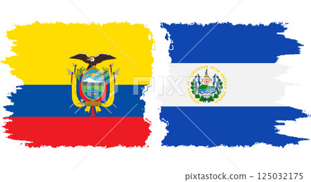 El Salvador and Ecuador grunge flags connection vector El Salvador and Ecuador grunge flags connection vector 125032175