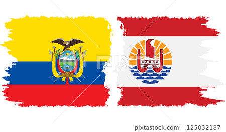 French Polynesia and Ecuador grunge flags connection vector 125032187