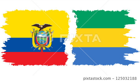 Gabon and Ecuador grunge flags connection vector 125032188