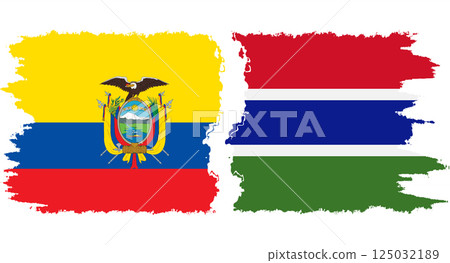 Gambia and Ecuador grunge flags connection vector 125032189