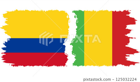 Mali and Colombia grunge flags connection vector 125032224