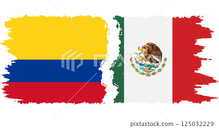 Mexico and Colombia grunge flags connection vector Mexico and Colombia grunge flags connection vector 125032229
