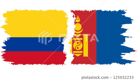 Mongolia and Colombia grunge flags connection vector Mongolia and Colombia grunge flags connection vector 125032233