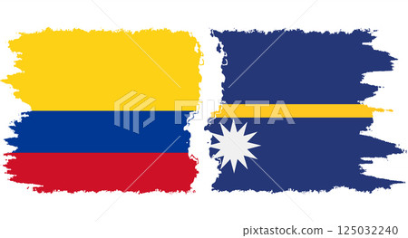 Nauru and Colombia grunge flags connection vector 125032240