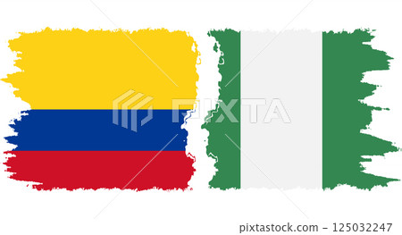 Nigeria and Colombia grunge flags connection vector 125032247
