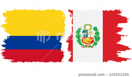 Peru and Colombia grunge flags connection vector Peru and Colombia grunge flags connection vector 125032260