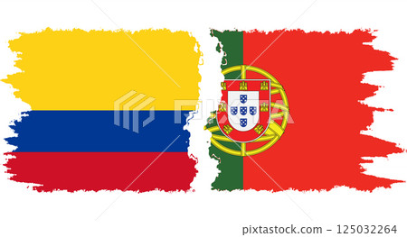 Portugal and Colombia grunge flags connection vector 125032264