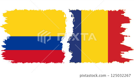 Romania and Colombia grunge flags connection vector Romania and Colombia grunge flags connection vector 125032267