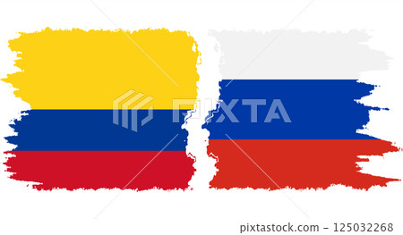 Russia and Colombia grunge flags connection vector Russia and Colombia grunge flags connection vector 125032268