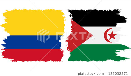 Western Sahara and Colombia grunge flags connection vector 125032271