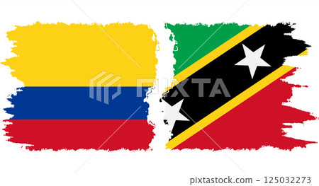Saint Kitts and Nevis and Colombia grunge flags connection vector Saint Kitts and Nevis and Colombia grunge flags connection vector 125032273