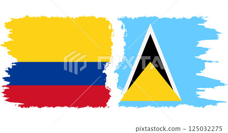 Saint Lucia and Colombia grunge flags connection vector Saint Lucia and Colombia grunge flags connection vector 125032275