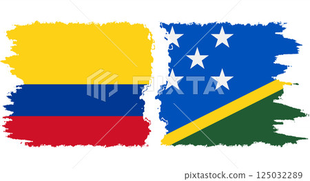 Solomon Islands and Colombia grunge flags connection vector Solomon Islands and Colombia grunge flags connection vector 125032289