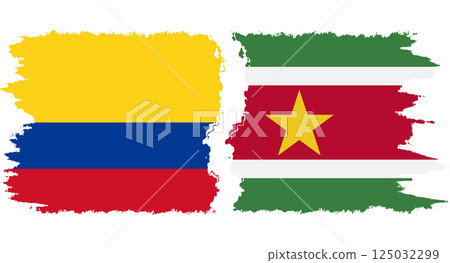 Suriname and Colombia grunge flags connection vector Suriname and Colombia grunge flags connection vector 125032299