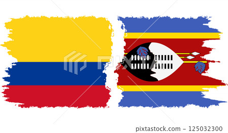eSwatini and Colombia grunge flags connection vector eSwatini and Colombia grunge flags connection vector 125032300