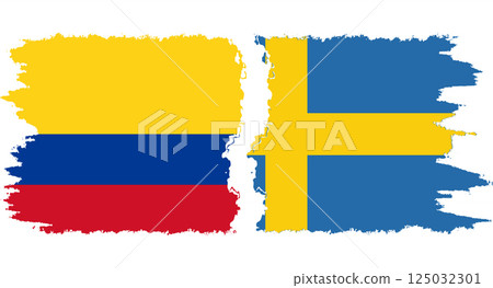 Sweden and Colombia grunge flags connection vector Sweden and Colombia grunge flags connection vector 125032301