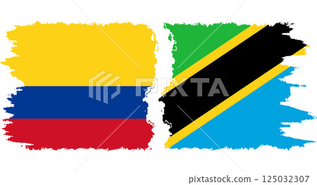 Tanzania and Colombia grunge flags connection vector Tanzania and Colombia grunge flags connection vector 125032307