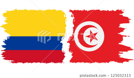 Tunisia and Colombia grunge flags connection vector Tunisia and Colombia grunge flags connection vector 125032313